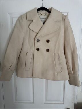 Banana Republic Off-White Double-Breasted Peacoat XS